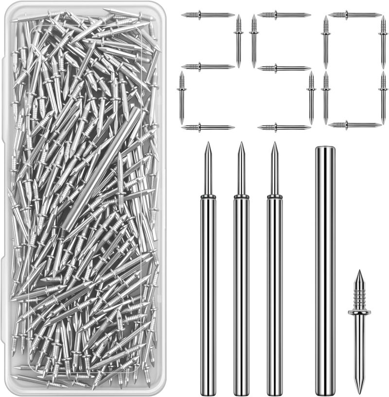 Quadafy 250 Pack Double-Headed Skirting Nails With Sleeve Tool - Double Sided Nails for Wood, Traceless Invisible Screws Seamless Solid Wood Baseboard - Image 1